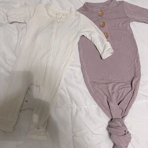 Newborn kyte onesies. One knot tie other onsie in white